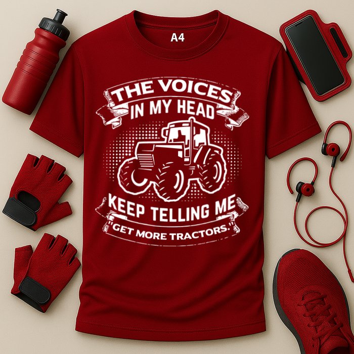 The Voices In My Head Keep Telling Me Tractors Farmer Cooling Performance Crew T-Shirt