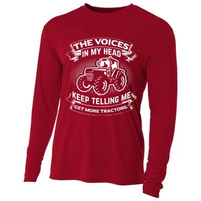 The Voices In My Head Keep Telling Me Tractors Farmer Cooling Performance Long Sleeve Crew