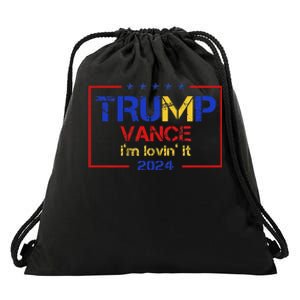 Trump Vance IM Lovin It 2024 Funny Saying Quote Trump Drawstring Bag