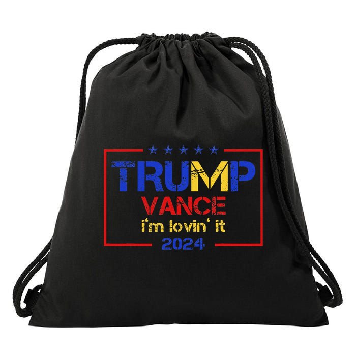 Trump Vance IM Lovin It 2024 Funny Saying Quote Trump Drawstring Bag