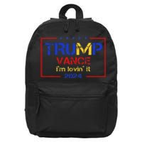 Trump Vance IM Lovin It 2024 Funny Saying Quote Trump 16 in Basic Backpack