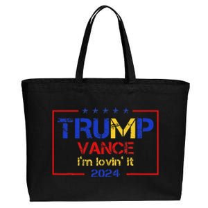 Trump Vance IM Lovin It 2024 Funny Saying Quote Trump Cotton Canvas Jumbo Tote