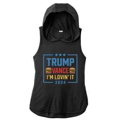 Trump Vance Im Lovin It Hamburger 2024 Election 2024 Ladies PosiCharge Tri-Blend Wicking Draft Hoodie Tank