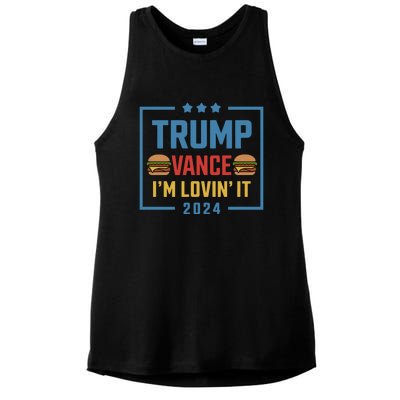 Trump Vance Im Lovin It Hamburger 2024 Election 2024 Ladies PosiCharge Tri-Blend Wicking Tank