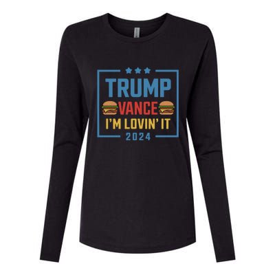 Trump Vance Im Lovin It Hamburger 2024 Election 2024 Womens Cotton Relaxed Long Sleeve T-Shirt