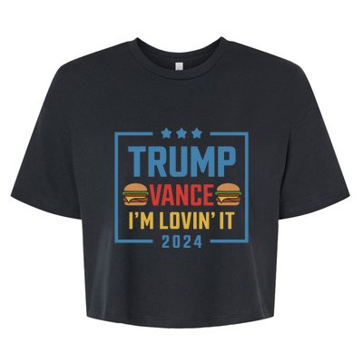 Trump Vance Im Lovin It Hamburger 2024 Election 2024 Bella+Canvas Jersey Crop Tee