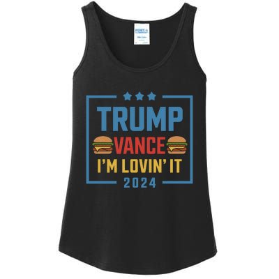 Trump Vance Im Lovin It Hamburger 2024 Election 2024 Ladies Essential Tank