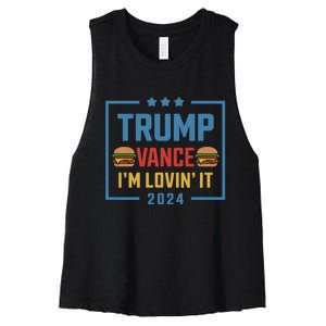 Trump Vance Im Lovin It Hamburger 2024 Election 2024 Women's Racerback Cropped Tank