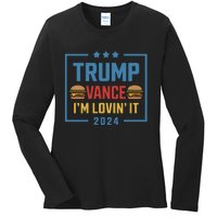 Trump Vance Im Lovin It Hamburger 2024 Election 2024 Ladies Long Sleeve Shirt