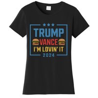 Trump Vance Im Lovin It Hamburger 2024 Election 2024 Women's T-Shirt