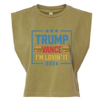 Trump Vance Im Lovin It Hamburger 2024 Election 2024 Garment-Dyed Women's Muscle Tee