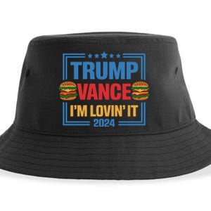 Trump Vance Im Lovin It Hamburger 2024 Election 2024 Sustainable Bucket Hat