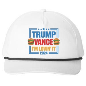 Trump Vance Im Lovin It Hamburger 2024 Election 2024 Snapback Five-Panel Rope Hat