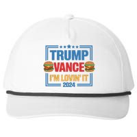 Trump Vance Im Lovin It Hamburger 2024 Election 2024 Snapback Five-Panel Rope Hat