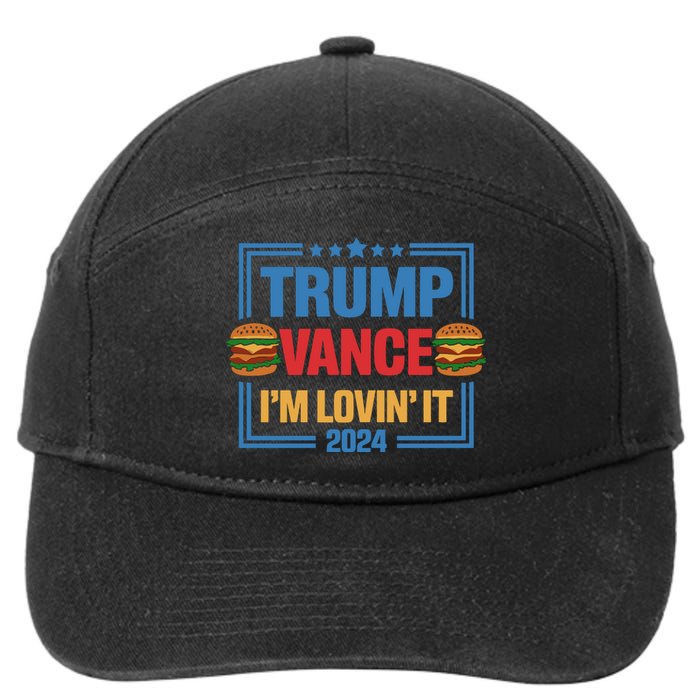 Trump Vance Im Lovin It Hamburger 2024 Election 2024 7-Panel Snapback Hat