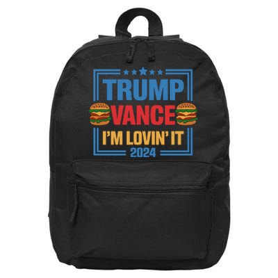 Trump Vance Im Lovin It Hamburger 2024 Election 2024 16 in Basic Backpack