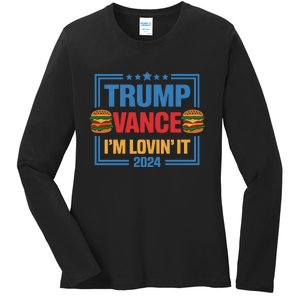 Trump Vance Im Lovin It Hamburger 2024 Election 2024 Ladies Long Sleeve Shirt