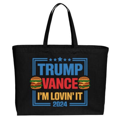 Trump Vance Im Lovin It Hamburger 2024 Election 2024 Cotton Canvas Jumbo Tote