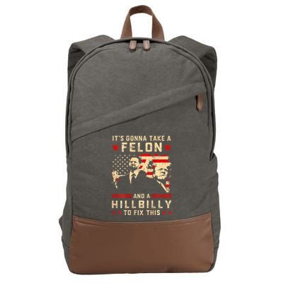 Trump Vance It Gonna Take A Felon Hillbilly Cotton Canvas Backpack