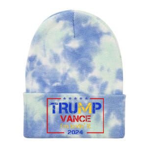 Trump Vance IM Lovin It 2024 Funny Saying Quote Trump Tie Dye 12in Knit Beanie