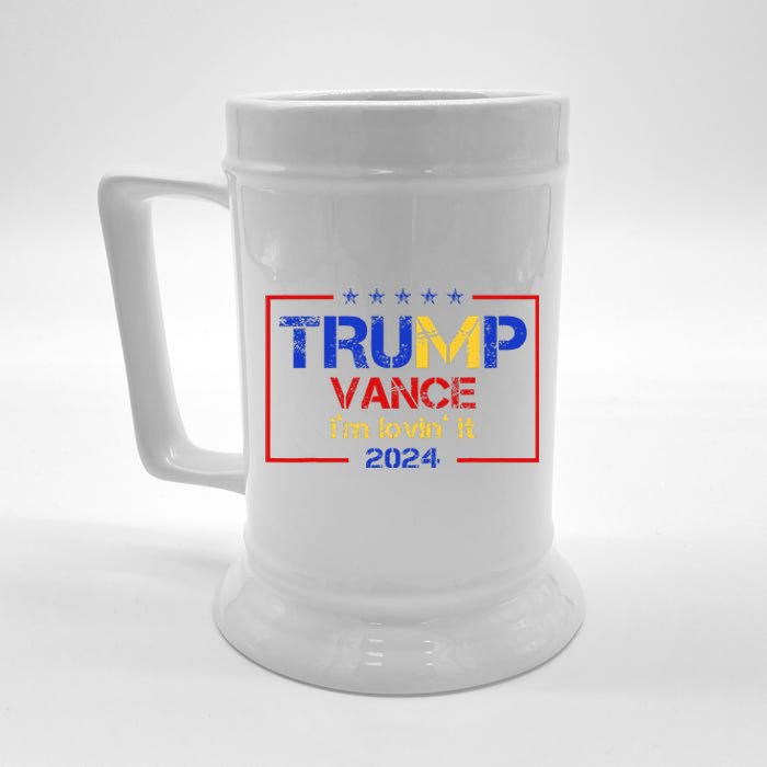 Trump Vance IM Lovin It 2024 Funny Saying Quote Trump Beer Stein