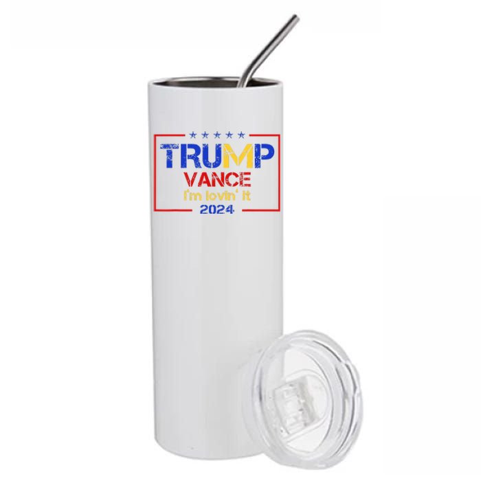 Trump Vance IM Lovin It 2024 Funny Saying Quote Trump Stainless Steel Tumbler