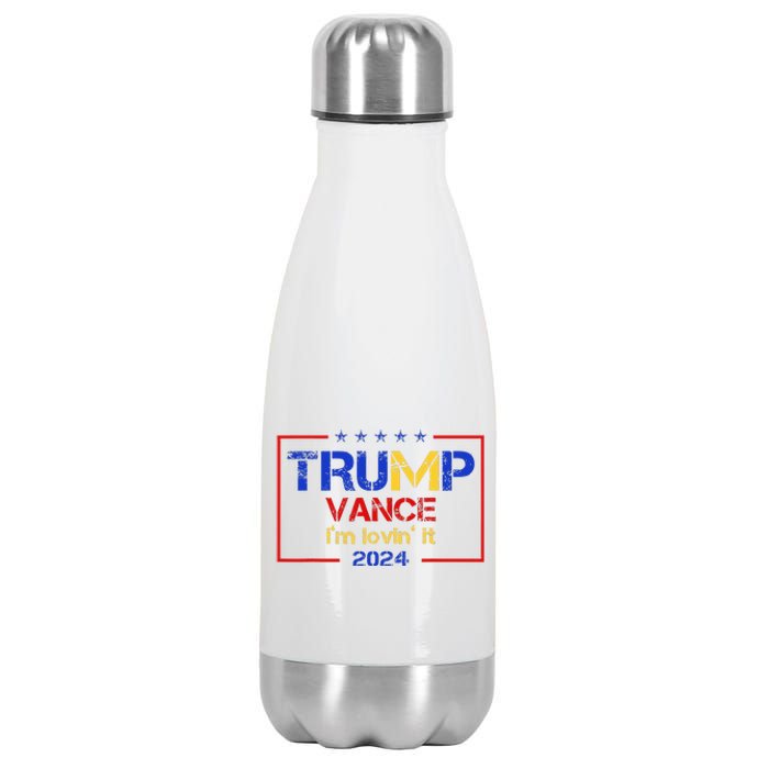 Trump Vance IM Lovin It 2024 Funny Saying Quote Trump Stainless Steel Insulated Water Bottle