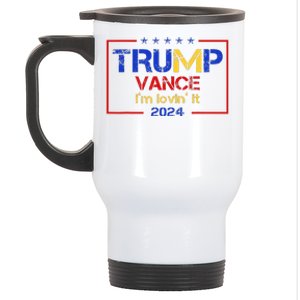 Trump Vance IM Lovin It 2024 Funny Saying Quote Trump Stainless Steel Travel Mug