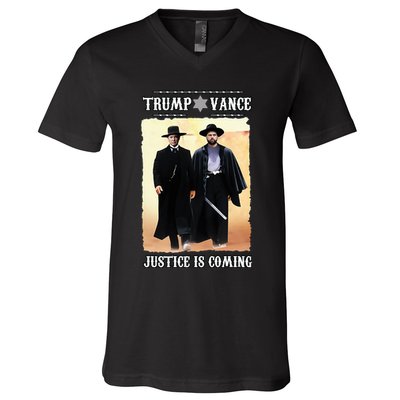 Trump Vance Justice Is Coming V-Neck T-Shirt
