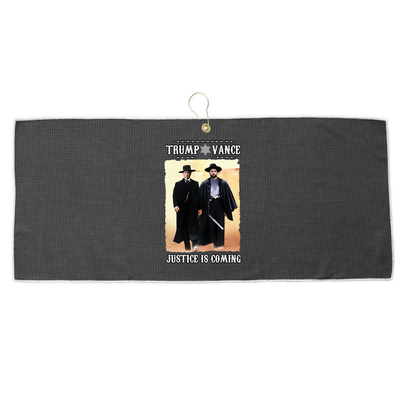 Trump Vance Justice Is Coming Large Microfiber Waffle Golf Towel