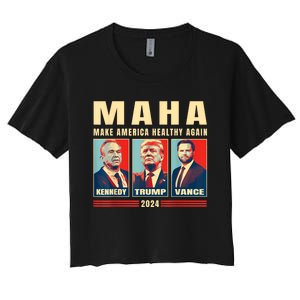 Trump Vance Kennedy Maha Make America Healthy Again Trump Women's Crop Top Tee