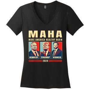 Trump Vance Kennedy Maha Make America Healthy Again Trump Women's V-Neck T-Shirt