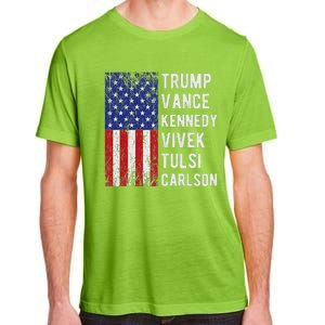 Trump Vance Kennedy Vivek Tulsi Carlson American Retro Flag Adult ChromaSoft Performance T-Shirt