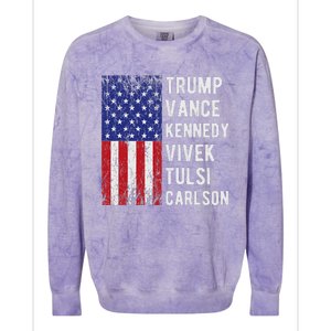 Trump Vance Kennedy Vivek Tulsi Carlson American Retro Flag Colorblast Crewneck Sweatshirt