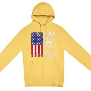 Trump Vance Kennedy Vivek Tulsi Carlson American Retro Flag Premium Pullover Hoodie