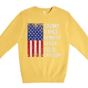 Trump Vance Kennedy Vivek Tulsi Carlson American Retro Flag Premium Crewneck Sweatshirt