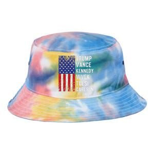 Trump Vance Kennedy Vivek Tulsi Carlson American Retro Flag Tie Dye Newport Bucket Hat