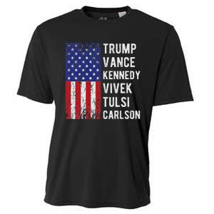 Trump Vance Kennedy Vivek Tulsi Carlson American Retro Flag Cooling Performance Crew T-Shirt