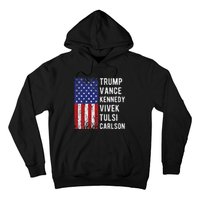 Trump Vance Kennedy Vivek Tulsi Carlson American Retro Flag Hoodie