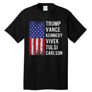 Trump Vance Kennedy Vivek Tulsi Carlson American Retro Flag Tall T-Shirt