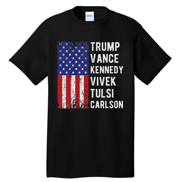 Trump Vance Kennedy Vivek Tulsi Carlson American Retro Flag Tall T-Shirt