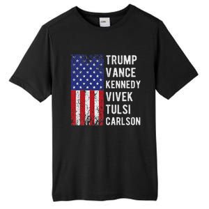 Trump Vance Kennedy Vivek Tulsi Carlson American Retro Flag Tall Fusion ChromaSoft Performance T-Shirt