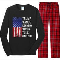 Trump Vance Kennedy Vivek Tulsi Carlson American Retro Flag Long Sleeve Pajama Set