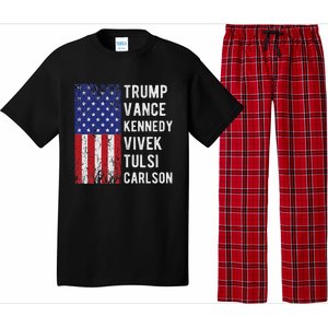 Trump Vance Kennedy Vivek Tulsi Carlson American Retro Flag Pajama Set