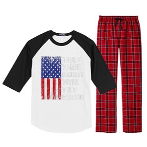 Trump Vance Kennedy Vivek Tulsi Carlson American Retro Flag Raglan Sleeve Pajama Set