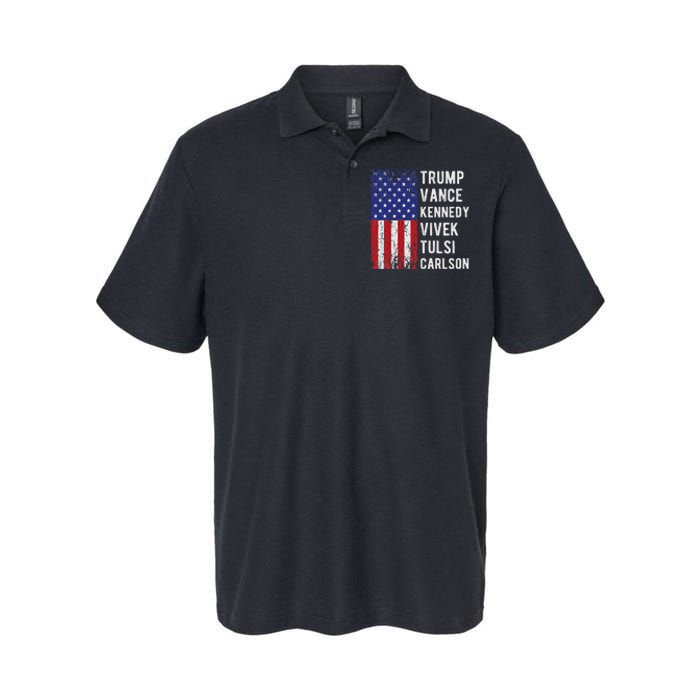 Trump Vance Kennedy Vivek Tulsi Carlson American Retro Flag Softstyle Adult Sport Polo