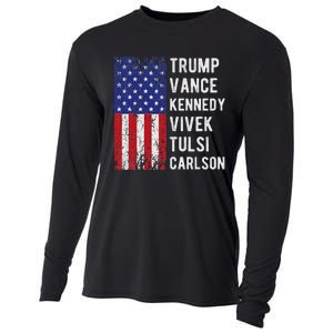 Trump Vance Kennedy Vivek Tulsi Carlson American Retro Flag Cooling Performance Long Sleeve Crew