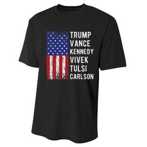 Trump Vance Kennedy Vivek Tulsi Carlson American Retro Flag Performance Sprint T-Shirt