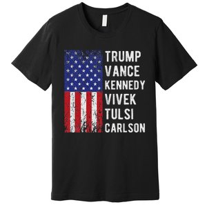 Trump Vance Kennedy Vivek Tulsi Carlson American Retro Flag Premium T-Shirt