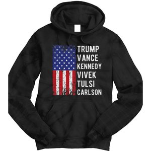 Trump Vance Kennedy Vivek Tulsi Carlson American Retro Flag Tie Dye Hoodie